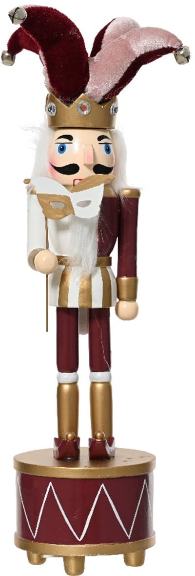 Harlekijn notenkraker op trommel met muziekdoos – kerstdecoratie – 30 cm