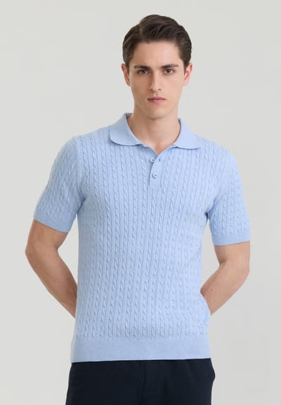 Felix Hardy Polo Shirt Korte Mouwen 100% Katoen Heren Blauw - L