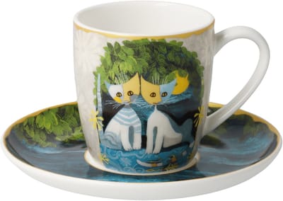 Goebel - Rosina Wachtmeister | Kop en schotel Espresso Al chiaro di luna | Porselein - 10cm - 100ml - 2 stuks