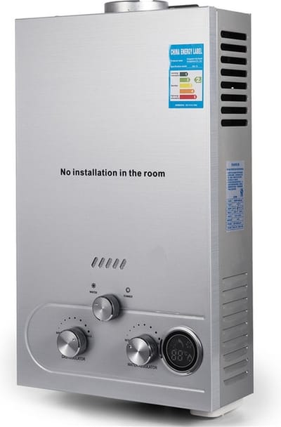 Doorstroomverwarmer - 6L - LPG - Met Display - RVS - Wandmontage - Zilver