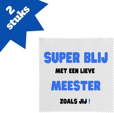 Akyol - super blij met een lieve meester zoals jij brillendoekjes - Meester - de liefste meester - verjaardag - cadeautje voor meester - meester artikelen - kado - geschenk - collega's - 17,8 bij 17,8 cm - 2 stuks