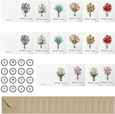 SnelShoppen - 16 Stuks Wenskaarten Set - Kerstkaarten, Bedankkaarten, Kleine Geschenk Enveloppen - 8 Verschillende Stijlen - 11.5x8.5 cm - Perfect voo