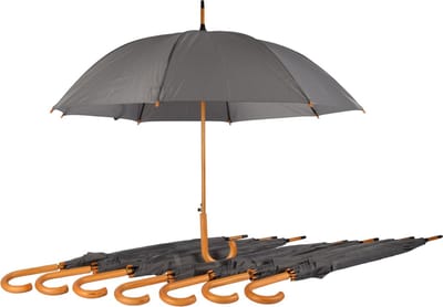 Paraplu 8 stuks - Set van 8 Grijze Opvouwbare Paraplu's met Houten Handvat - Voor Heren en Dames| 98cm Diameter | Windproof & Automatisch