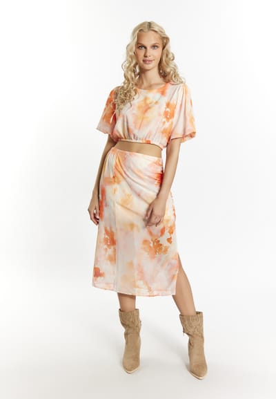 IZIA Blouse met tie-dye-patroon Dames Oranje Veelkleurig