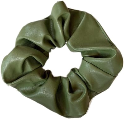 Set van 2 Leren Haarbanden voor Vrouwen, Elastische Scrunchies, Haaraccessoires en Haarringen in Groen, Perfect voor Elke Gelegenheid