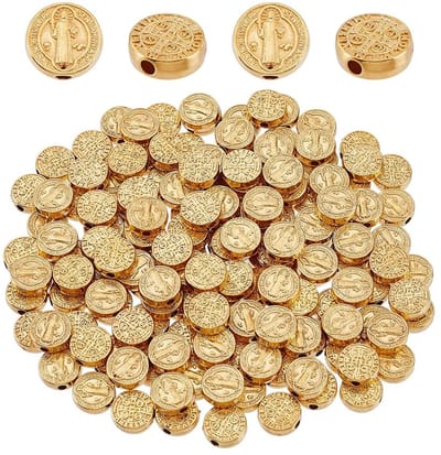 Dailygoods- Kralen 150 Stuks - Platte Ronde Kralen - Dubbelzijdige Spacer Kralen - Metalen Kralen - DIY Sieraden Maken - Gouden Afwerking