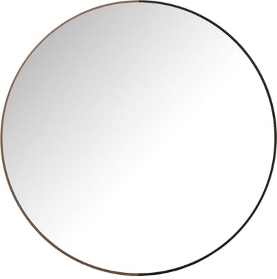 J-Line spiegel Rond - metaal/hout - zwart - large - Ø 90 cm