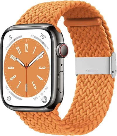MY PROTECT - Gevlochten Nylon Bandje - Geschikt Voor Apple Watch Bandje - Series 1/2/3/4/5/6/7/8/9/10/SE - 38mm - 40mm - 41mm - 42mm - Braided Loop - Oranje