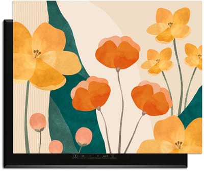 KitchenArt - Sunny Field - Inductie Beschermer - 76x51.5 cm - Kookplaat Beschermer - Luxe Afdekplaat Inductieplaat - Anti-slip & Oprolbaar - Beschermmat Inductiekookplaat
