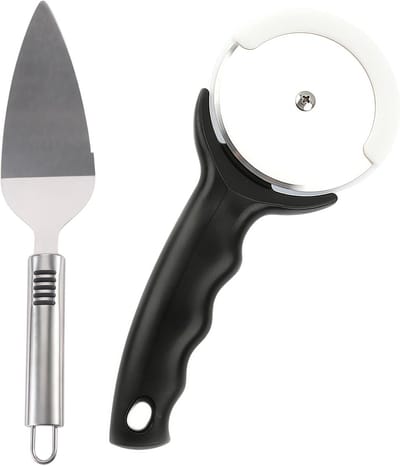 Professionele Pizzasnijder met Antislip Handgreep en Vaatwasserbestendige Pizzaschep - RVS Snijwiel voor Perfecte Pizza's, Ideaal voor Thuisgebruik en Pizzaliefhebbers
