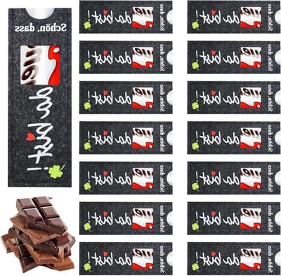 15 Stuks Vilt Cadeauhoezen voor Chocolade - "Schön, Dass Du da Bist" - Perfect voor Verjaardagen en Bruiloften