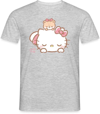 Hello Kitty Met Teddy Op Haar Rug T-Shirt Heren