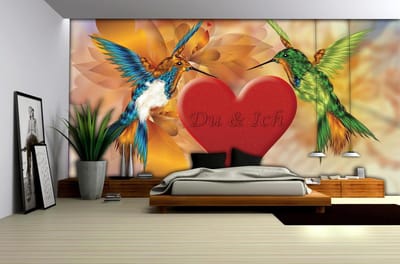 Hummingbird Heart Abstract Photo Wallcovering