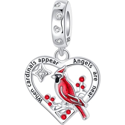 Métal Cuivre Cardinal Oiseau d'Amour Rouge Pendentif Perle Composant Breloque Perle Composant Compatible Avec Bracelets à Breloques Femmes DIY white