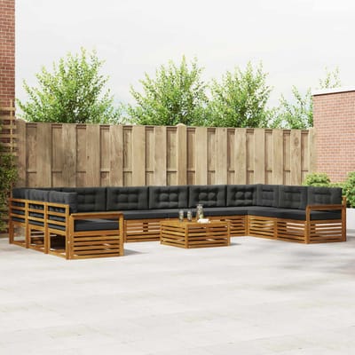 vidaXL - Sofa-Sets - 11 - st - Natuurlijk - en - Antraciet - Massief - Acacia - Hout