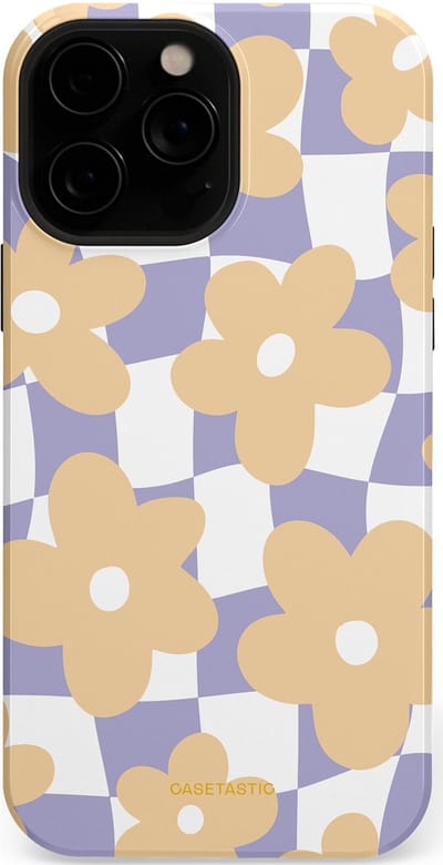 Casetastic hoesje geschikt voor Apple iPhone 13 Pro Max - MagSafe - Dubbellaagse bescherming - Madeliefjes feest - Fashion Case - Zand Wit Lila Zilver