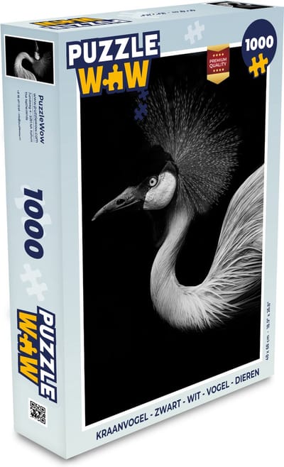 Puzzel Kraanvogel - Zwart - Wit - Vogel - Dieren - Legpuzzel - Puzzel 1000 stukjes volwassenen