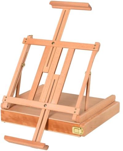 Schildersezels - Houten Ezel - Koffer-ezel - Studio-ezel - Hoekverstelbaar - Opvouwbaar met Lade - Veld-ezel - Atelier-ezel - voor Schilderen, Schetsen - Premium Kwaliteit - Extreem Stabiel - 42x36x12,5 cm