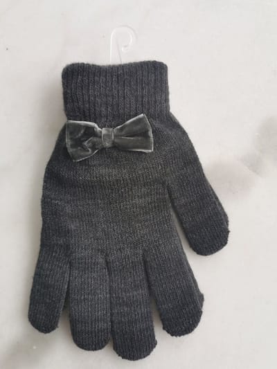 Dameshandschoenen donkergrijs met strikje one size
