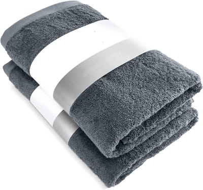 Famanu – Douchehanddoeken set van 2, 70 x 140 cm, 100% katoen, luxe kwaliteit, antraciet