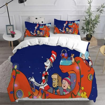 De Kat in de Hoed Beddengoed Sets Dekbed Quilt Bedsprei Dekbedovertrek Kussensloop Sets Kinderen Volwassen Maat Hometextiel EU Single 135x200cm