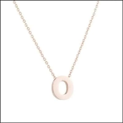 Aramat Jewels | Halskettingen | Initiaal Ketting Roségoud RVS 45cm - Gepersonaliseerde Letter Ketting | O | |1,5mm | Staal | Volwassenen | Verkleurd niet