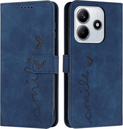 Coverup Hoesje - Geschikt voor Xiaomi Redmi Note 14 5G Hoesje - Coverup Smile Book Case - Blauw