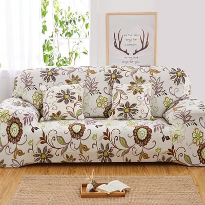 1 stuks Sofaovertrek met bloemenprint Spandex Elastische Bankhoezen voor Slaapkamer Kantoor Woonkamer Meubelbeschermer Huisdecoratie 1pc Single set white