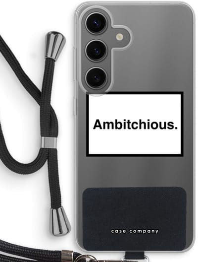 Case Company® - Hoesje met koord geschikt voor Samsung Galaxy S24 hoesje met Koord - Ambitchious - Telefoonhoesje met Zwart Koord - Bescherming aan alle Kanten en Over de Schermrand