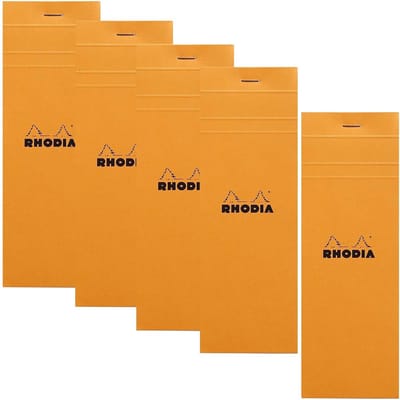 Nietgebonden Kladblok met Rasterpapier – 80 Vellen – 3 x 8 1/4 Inch – Oranje Omslag – Pack van 5