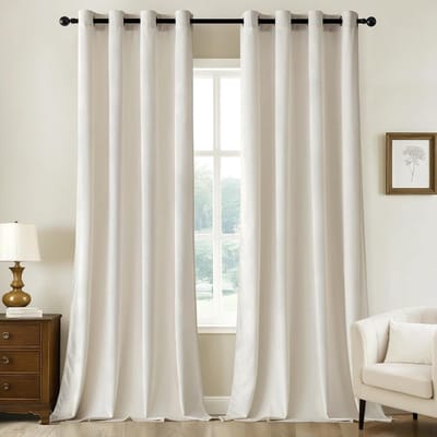 thermische verduisteringsgordijnen voor woonkamer en slaapkamer, fluweel, isolerend, warmte-/koudewerend, rekbaar, met ringen, set van 2, 140x225cm, wit