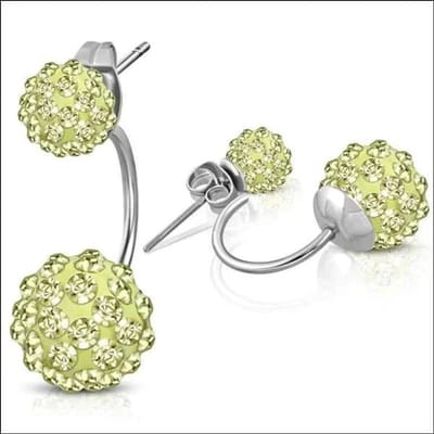 Aramat Jewels | Oorbellen | Stalen Dubbele Oorstekers met Kristallen | Licht Groen | |6mm | Staal | Volwassenen | Verkleurd niet
