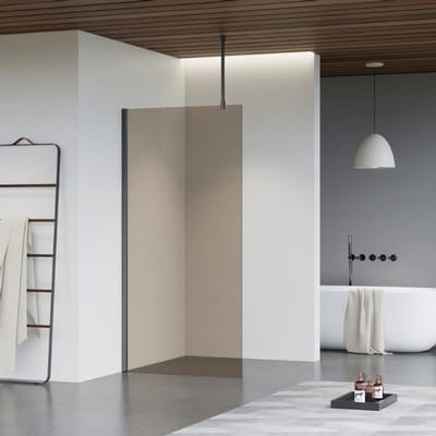 FugaFlow Eccelente Vetro inloopdouche - 180x200cm - rookglas - plafondarm - Geborsteld Gunmetal PVD