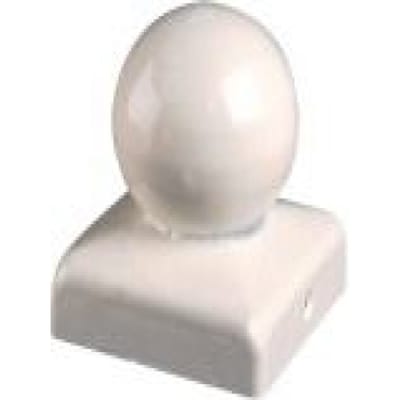 Paalornament bol paalkap wit voor tuinpaal 71mm