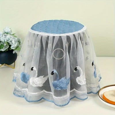 1 pièce Housse anti-poussière pour friteuse à air et cuiseur à riz électrique avec adorable motif lapin - Tissu polyester respirant, Bordure en dentelle décorative, Coupe universelle
