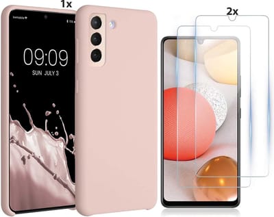 Hoesje Geschikt Voor Samsung Galaxy S21 Ultra Hoesje Soft Nano Silicone Backcover Gel Licht Roze Met 2x Glazen Screenprotector