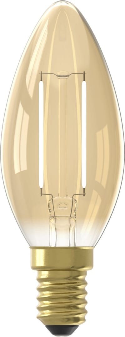 LED Lamp Goud - E14, B35 Kaars, Straight filament, 3.5W 250lm 2100K, niet dimbaar