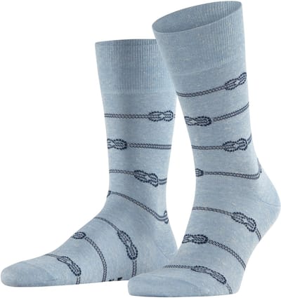 FALKE Sailing Rope gedessineerd katoen linnen Sokken heren blauw - maat 41-42