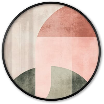 Poster in lijst Rond - Fotolijst 60x60 cm - Posters - Cirkel - Abstract - Roze - Ronde posterlijst zwart - Decoratie - Wanddecoratie woonkamer - Muurdecoratie slaapkamer