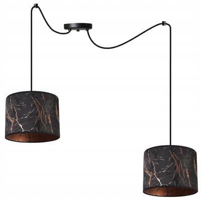 Light-Home WERONA – Hanglamp – 2-lichts – Zwart/Koper – Metalen Constructie – Verstelbare Hoogte