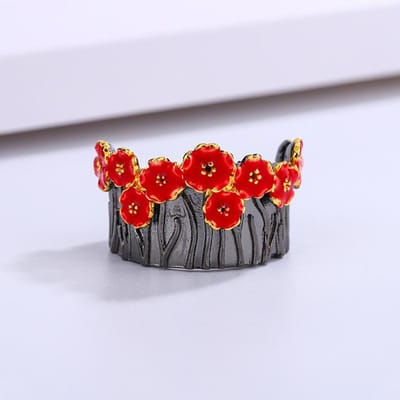 Bague Glaçure Colorée Colorée Violette et Fleur Colorée Bague Style Pastoral Frais et Doux pour Femmes No. 10 gray