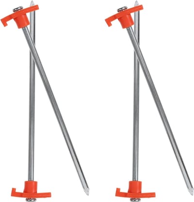 4-Stuks Tentpinnen - Grondankers - Kampeeraccessoires - Met Roestwerende Coating - Voor Grondgebruik - Kunststof - Staal - 25×8 Cm - Geschikt voor kamperen, wandelen, stranden, gazons, tuinen en noodopvangplaatsen - Oranje