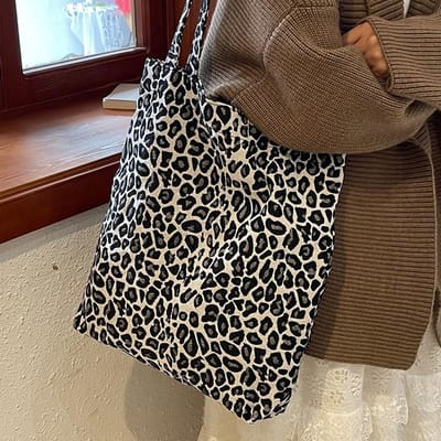 Grote Capaciteit Tote Bag voor Dames Nieuwe Luipaardprint Tote Bag voor Dames Modieuze Eenvoudige Schoudertas Handheld Pendeltas voor Dames black