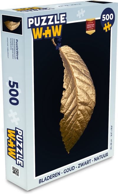 Puzzel Bladeren - Luxe - Goud - Zwart - Natuur - Legpuzzel - Puzzel 500 stukjes