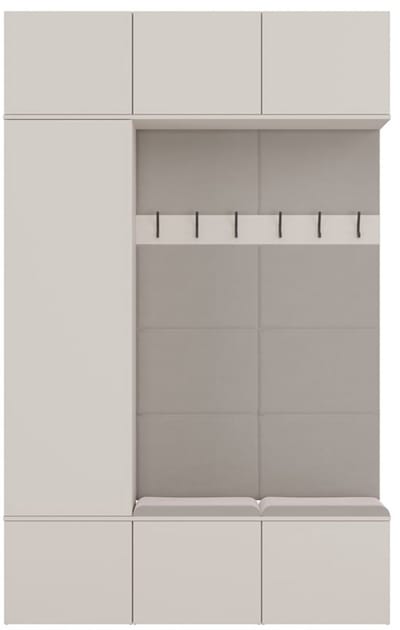 Topeshop HAGA - Halgarderobe - Met kast en 2 kapstokken - Met zitbanken - Kasjmier
