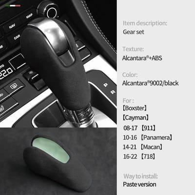Alcantara Suede Auto Versnellingspook Schakelpook Beschermhoes Voor Porsche Boxster Cayman Panamera Macan 911 718 Schakelhoes Accessoires