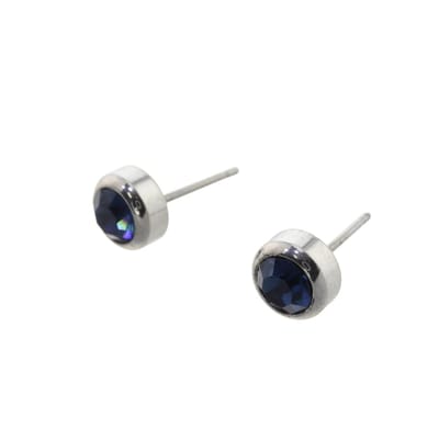 Behave - Oorbellen blauw glaskristal - zilverkleur - 0,5 cm
