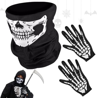 Skull Mask en Skeleton Gloves voor Halloween Kostuums, Fietsen, Skiën en Motorcross Activiteiten