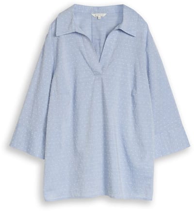 Tom Tailor - Plus Size - Loose fit blouse met borduursel - Maat 46 - blue white dobby