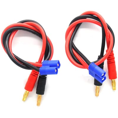 EC3 Laadkabel met 4,0mm Banaanstekkers | Compatibel met 7,4V LiPo Batterijen | Voor RC Drones, Quadcopters, Auto's | Blauw, Rood, Zwart